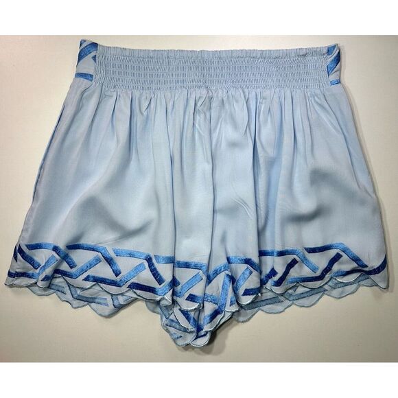 NWT Emily McCarthy High Waist Scallop Shorts Womens Medium Skyway Geo‎ Tencel - Picture 2 of 4